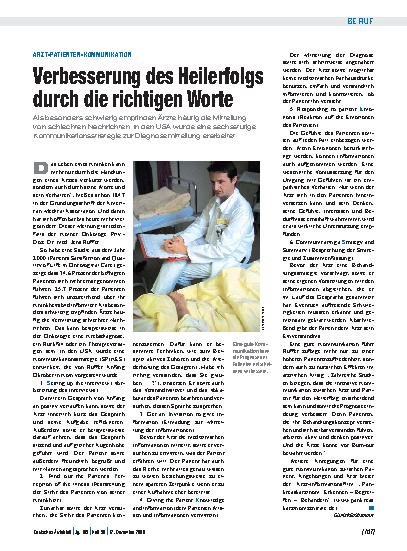 Vorschauseite 1: Arzt-Patienten-Kommunikation Verbesserung des Heilerfolgs durch die richtigen Worte