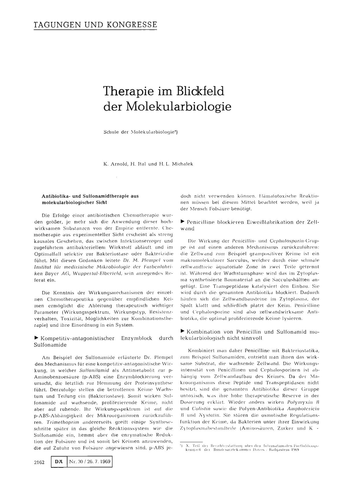 Vorschauseite 1: Therapie im Blickfeld der Molekularbiologie
