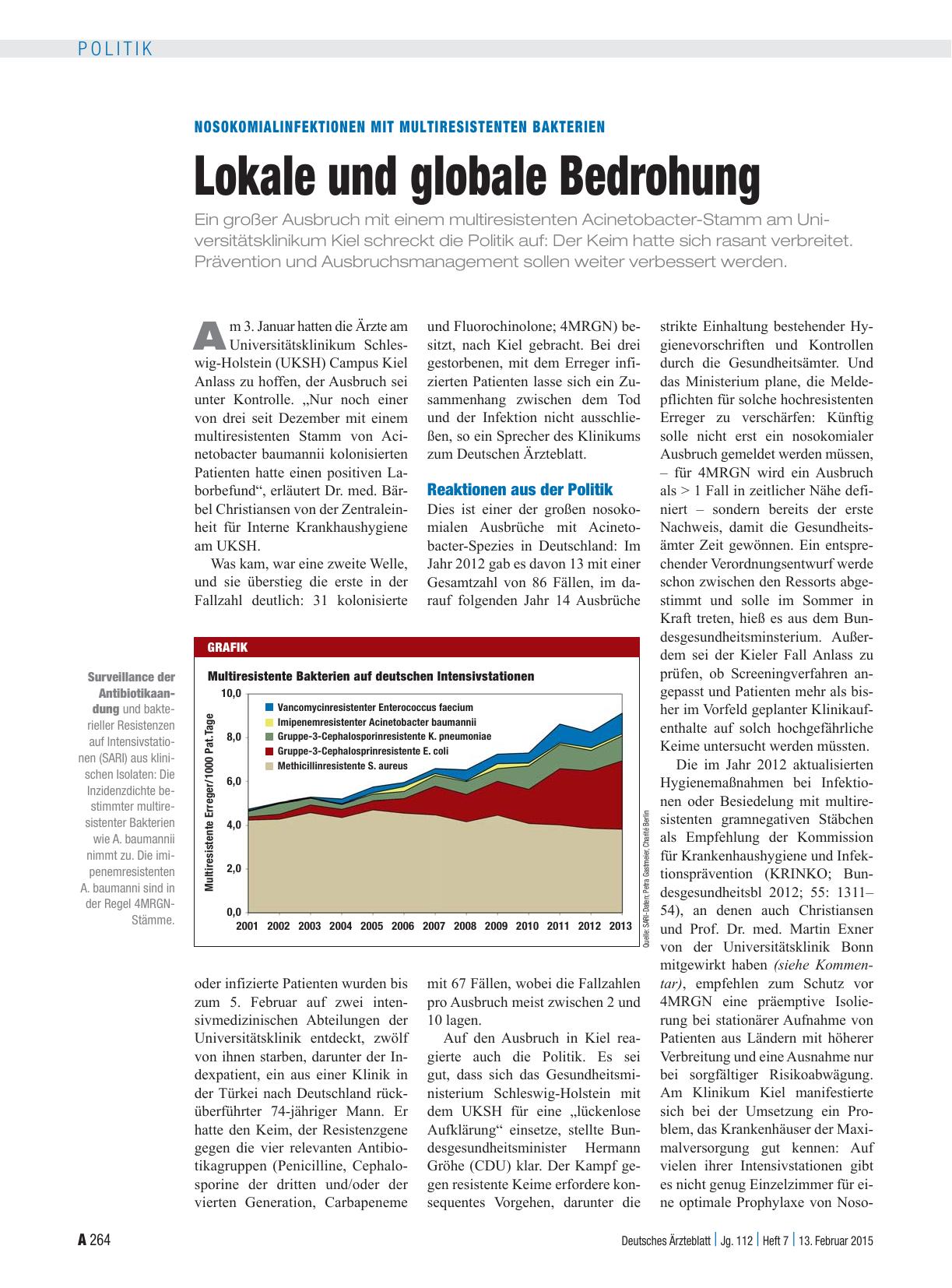Vorschauseite 1: Nosokomialinfektionen mit multiresistenten Bakterien: Lokale und globale Bedrohung