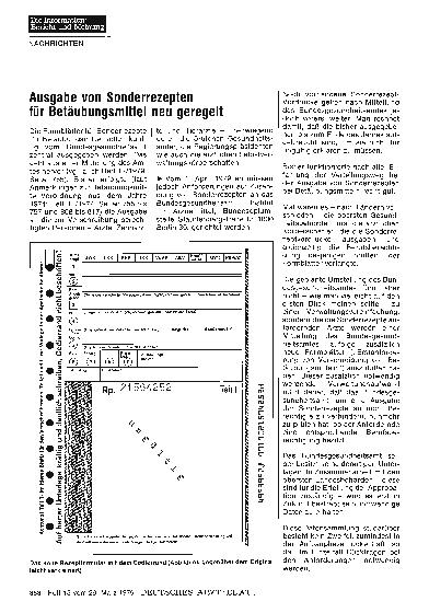 Vorschauseite 1: Ausgabe von Sonderrezepten für Betäubungsmittel neu geregelt