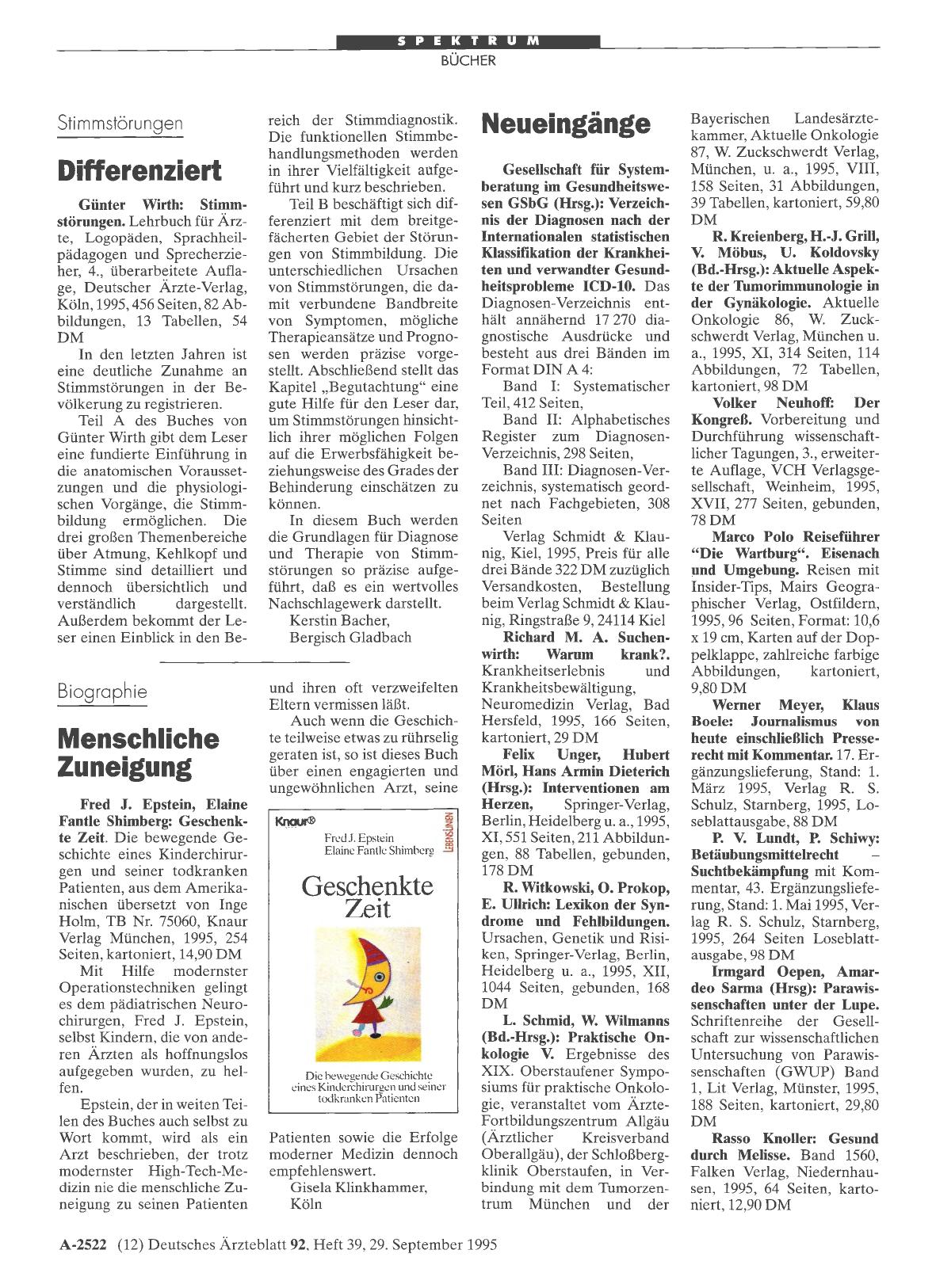 Vorschauseite 1: Neueingänge