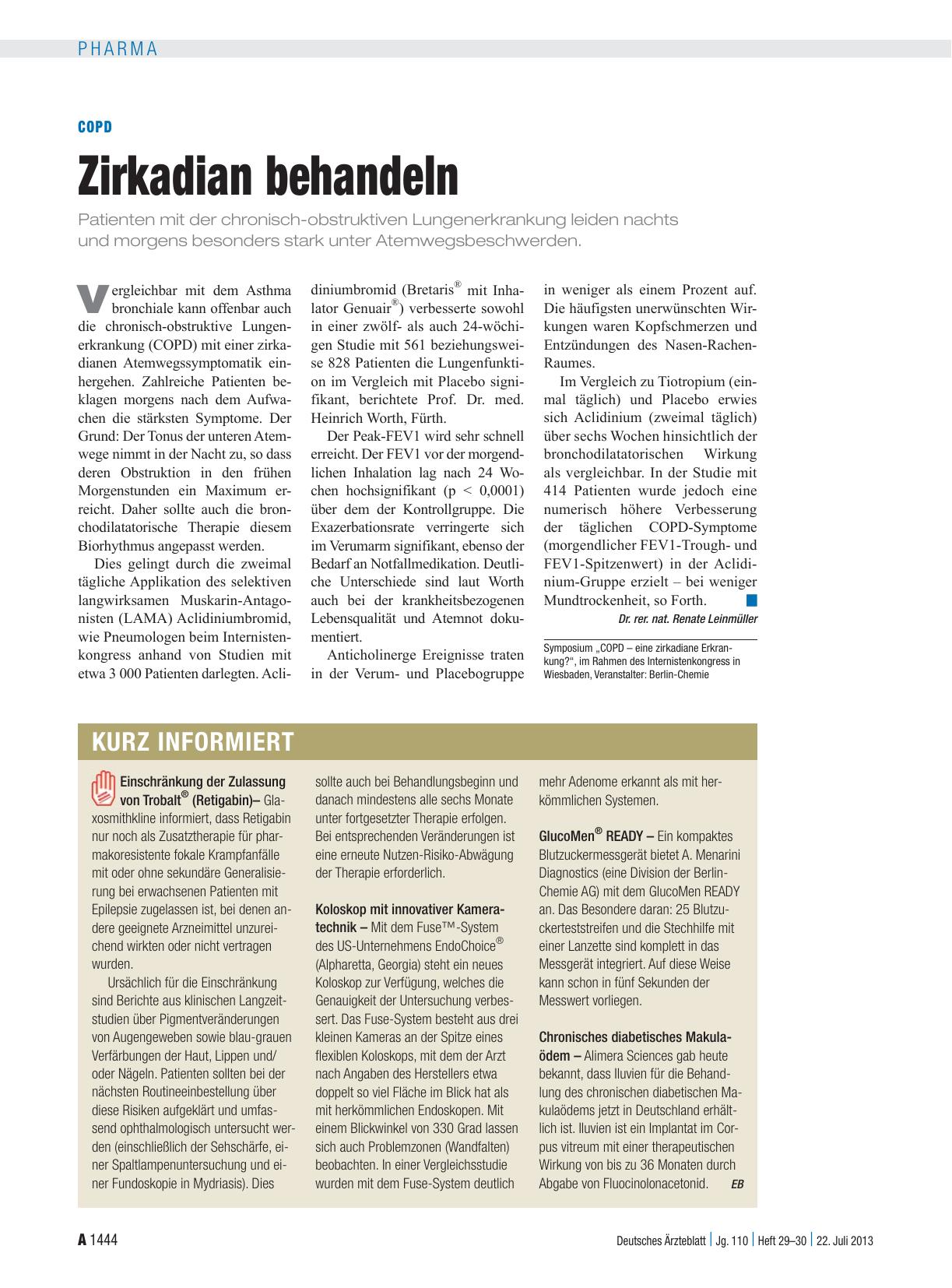 Vorschauseite 1: COPD: Zirkadian behandeln
