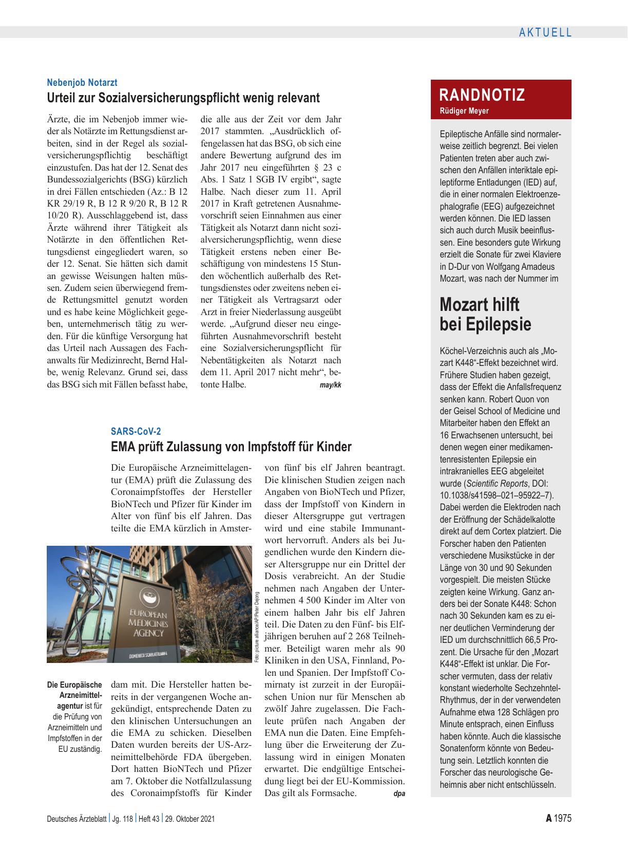 Vorschauseite 1: Nebenjob Notarzt: Urteil zur Sozialversicherungspflicht wenig relevant