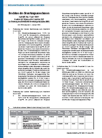 Vorschauseite 3: Beschluss des Bewertungsausschusses nach § 87 Abs. 1 Satz 1 SGB V in seiner 620. Sitzung am 14. Dezember 2022 zur Änderung des Einheitlichen Bewertungsmaßstabes (EBM)