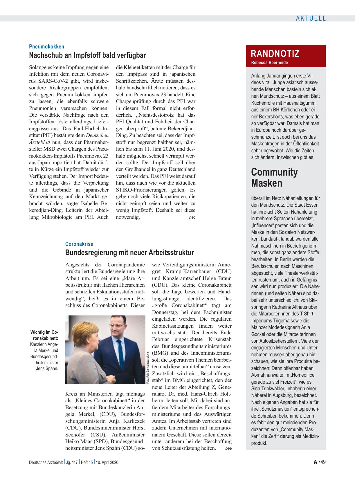 Vorschauseite 1: Coronakrise: Bundesregierung mit neuer Arbeitsstruktur