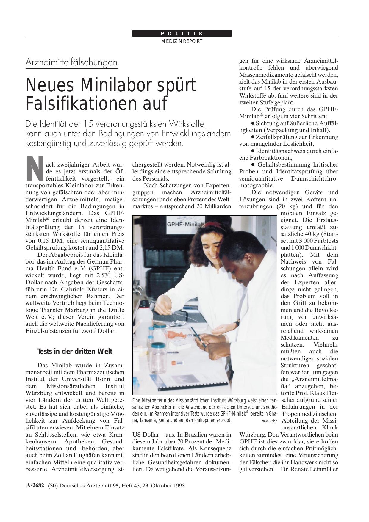 Vorschauseite 1: Arzneimittelfälschungen: Neues Minilabor spürt Falsifikationen auf