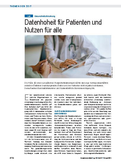Vorschauseite 1: Gesundheitsforschung: Datenhoheit für Patienten und Nutzen für alle