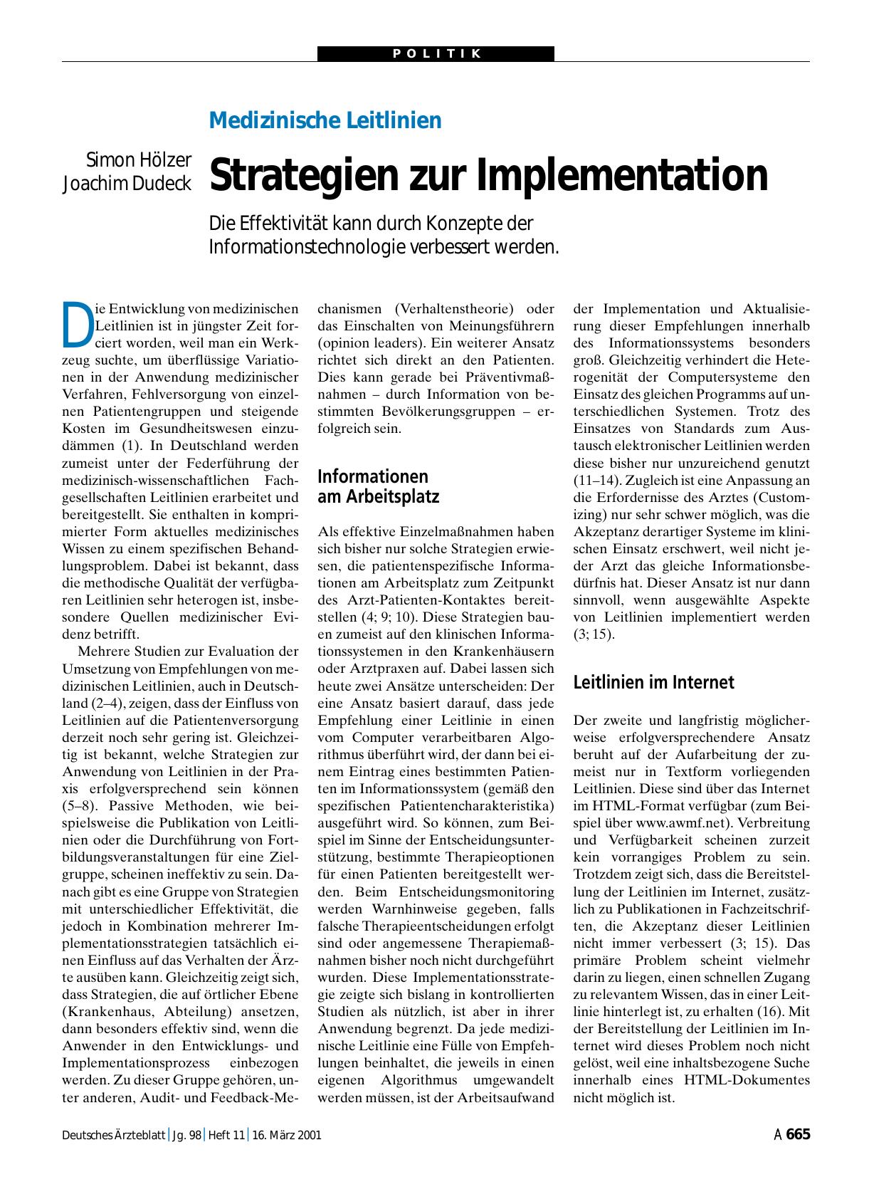 Vorschauseite 1: Medizinische Leitlinien: Strategien zur Implementation