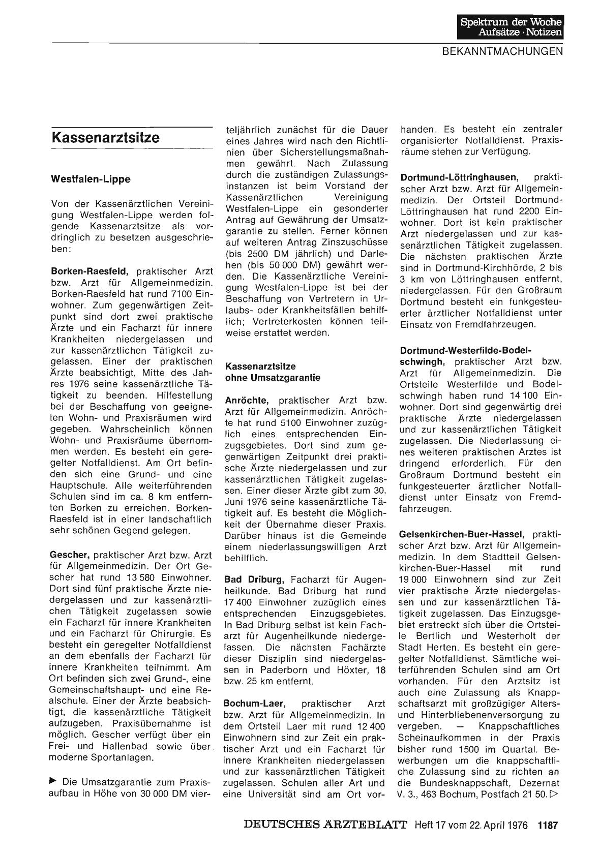 Vorschauseite 1: Kassenarztsitze