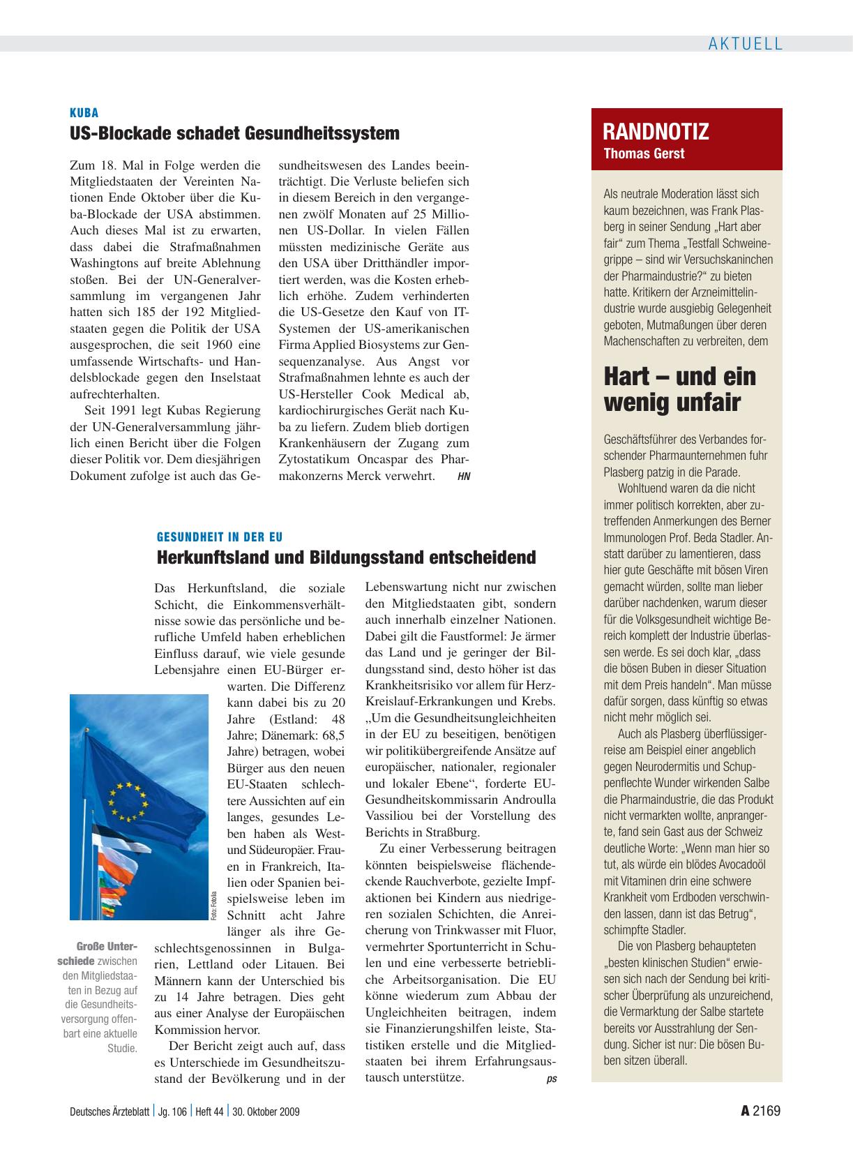 Vorschauseite 1: Gesundheit in der EU: Herkunftsland und Bildungsstand entscheidend