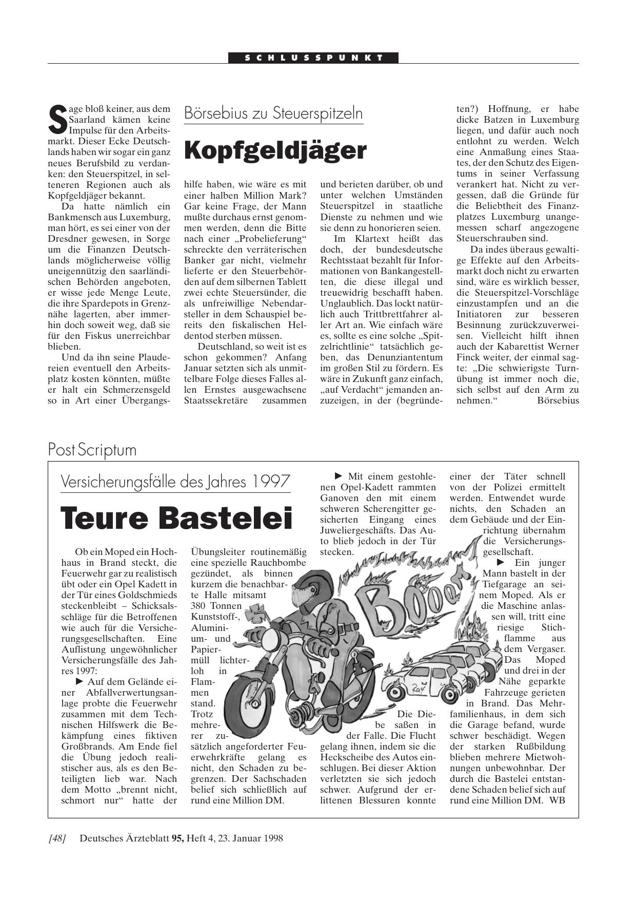 Vorschauseite 1: Versicherungsfälle des Jahres 1997: Teure Bastelei
