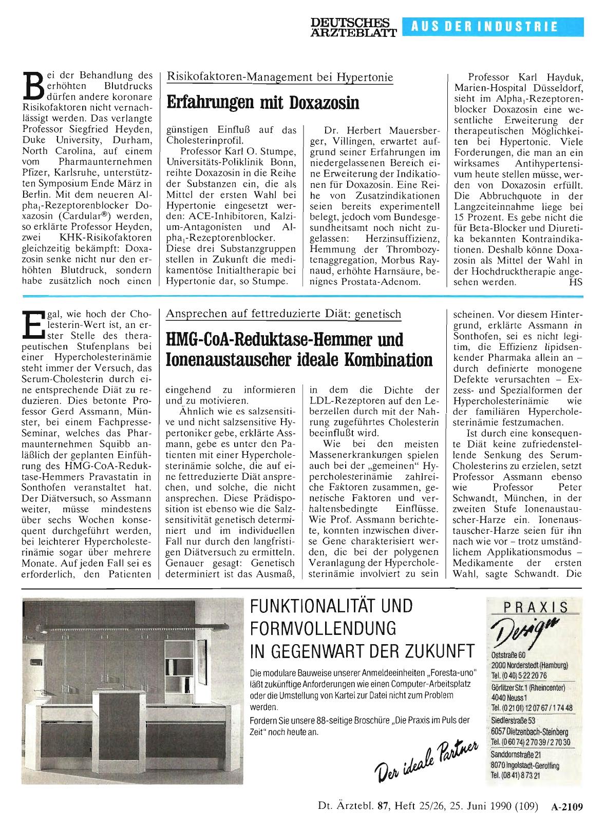 Vorschauseite 1: Risikofaktoren-Management bei Hypertonie: Erfahrungen mit Doxazosin