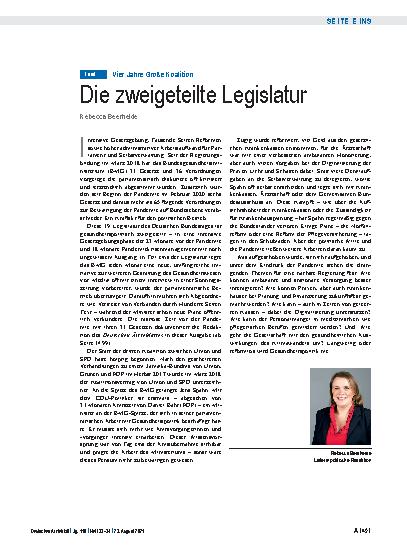 Vorschauseite 1: Vier Jahre Große Koalition: Die zweigeteilte Legislatur