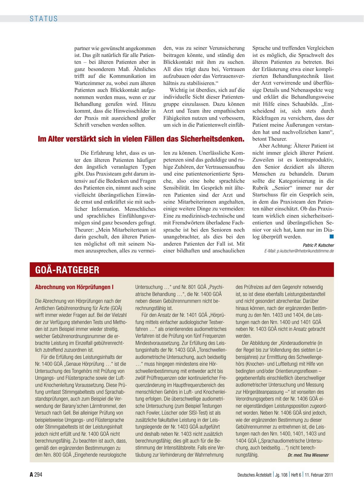 Vorschauseite 1: Abrechnung von Hörprüfungen I