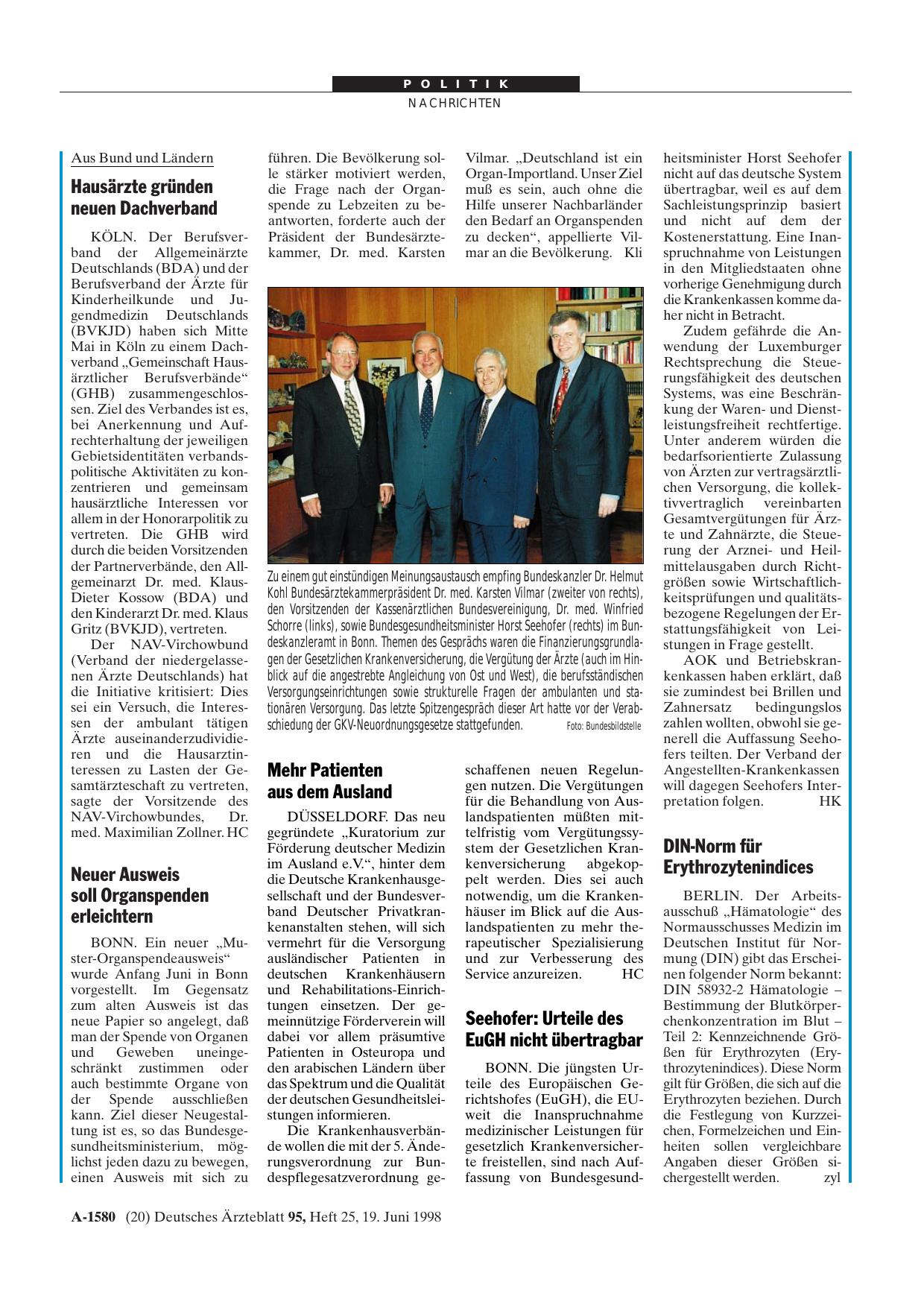 Vorschauseite 1: Hausärzte gründen neuen Dachverband
