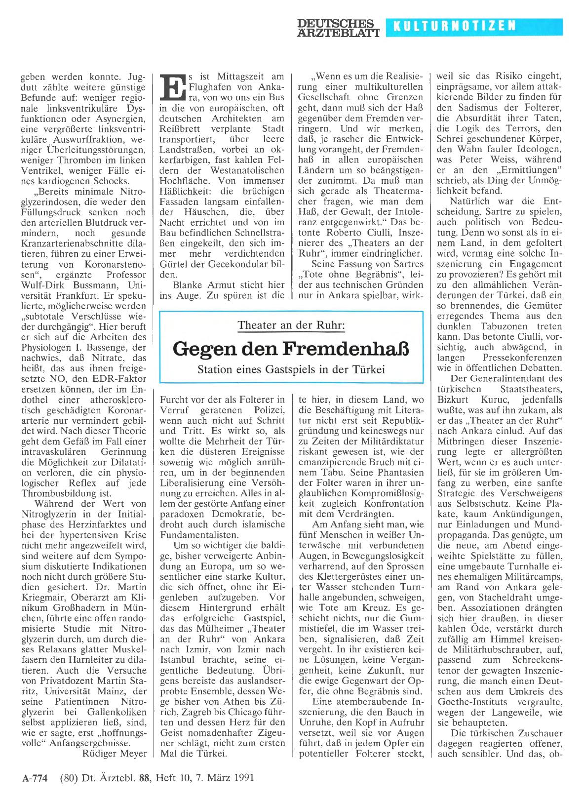 Vorschauseite 1: Theater an der Ruhr: Gegen den Fremdenhaß