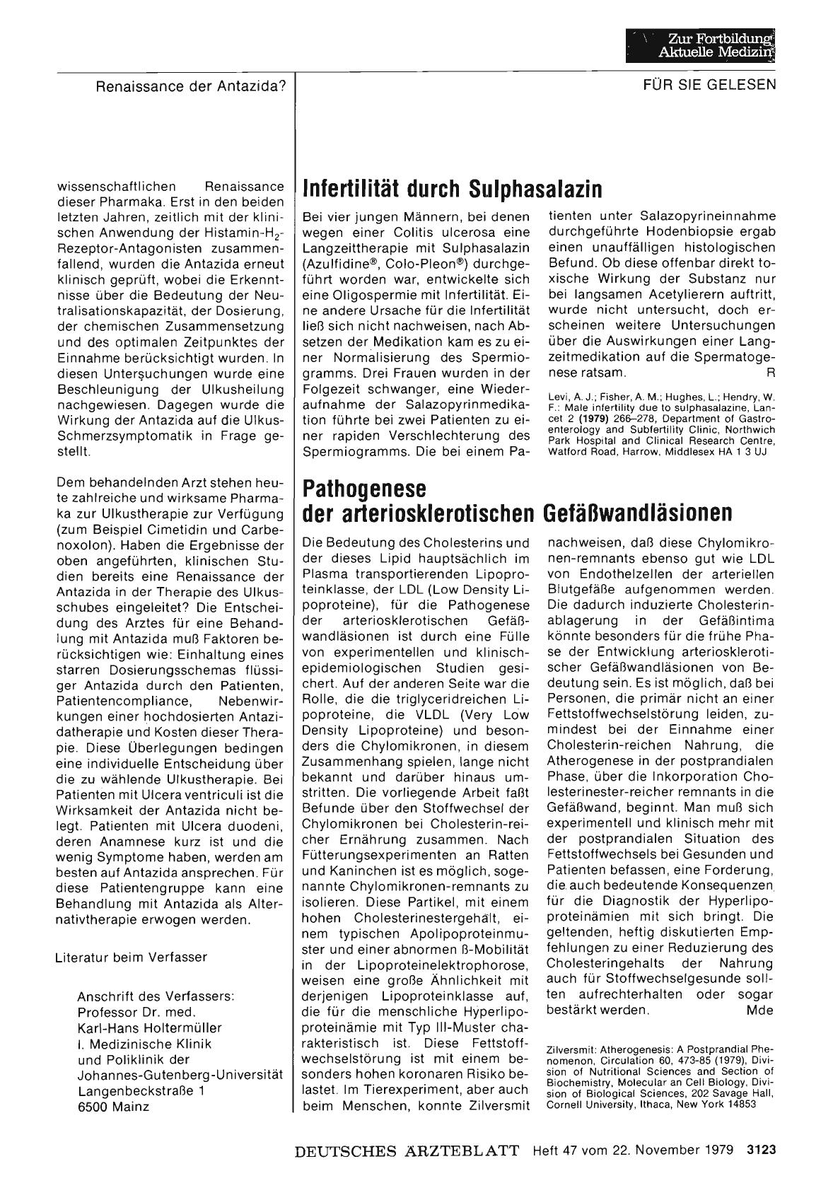 Vorschauseite 1: Infertilität durch Sulphasalazin