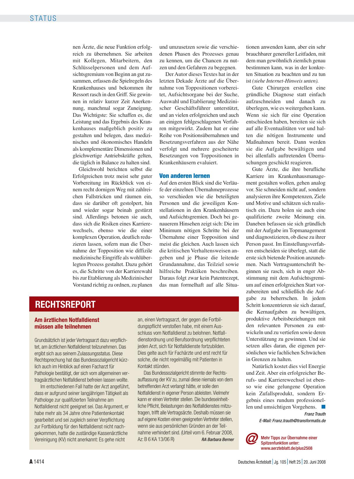 Vorschauseite 1: Am ärztlichen Notfalldienst müssen alle teilnehmen