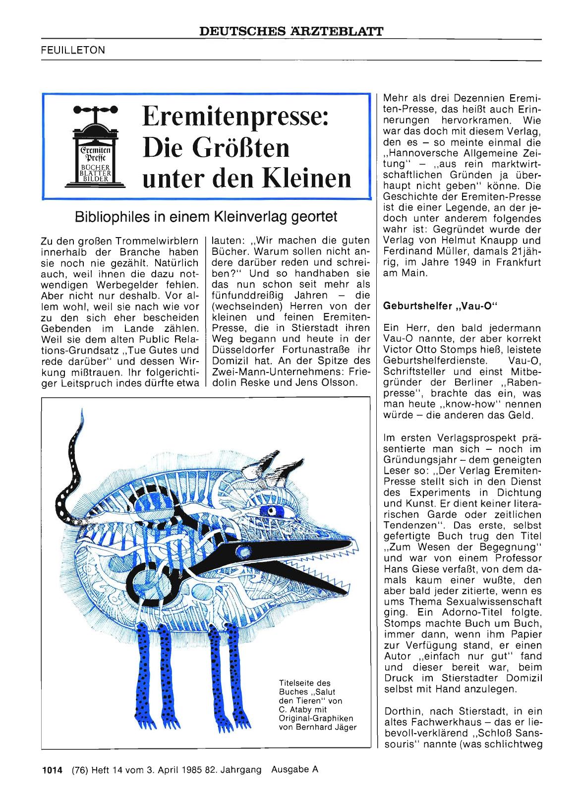 Vorschauseite 1: Eremitenpresse: Die Größten unter den Kleinen
