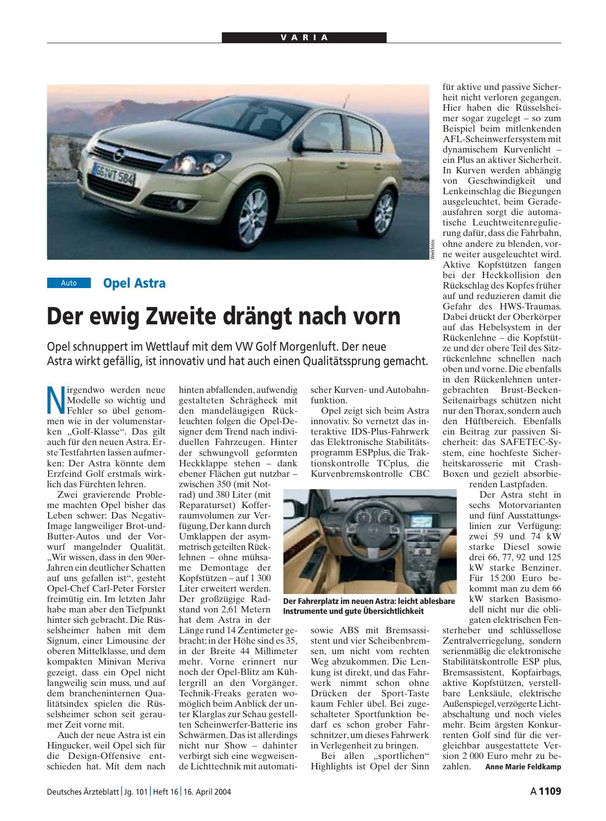 Vorschauseite 1: Opel Astra: Der ewig Zweite drängt nach vorn
