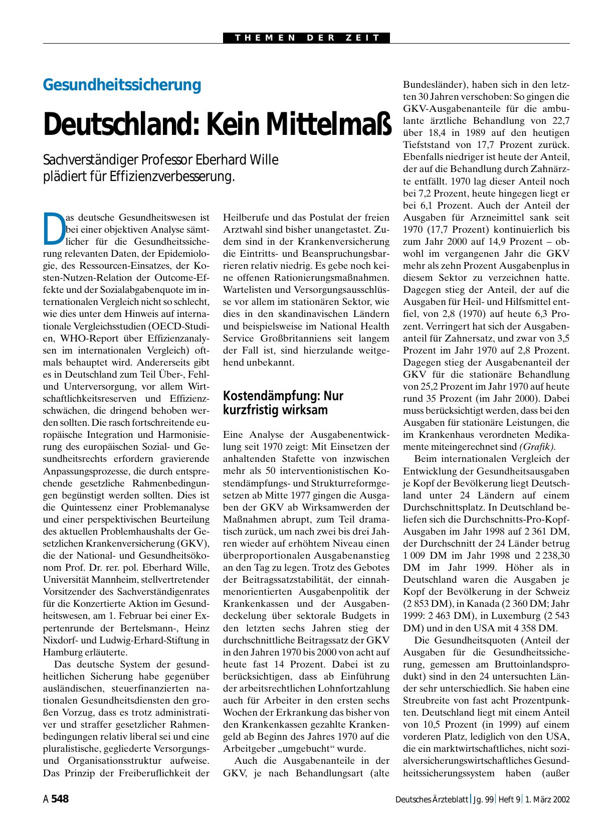 Vorschauseite 1: Gesundheitssicherung: Deutschland - Kein Mittelmaß