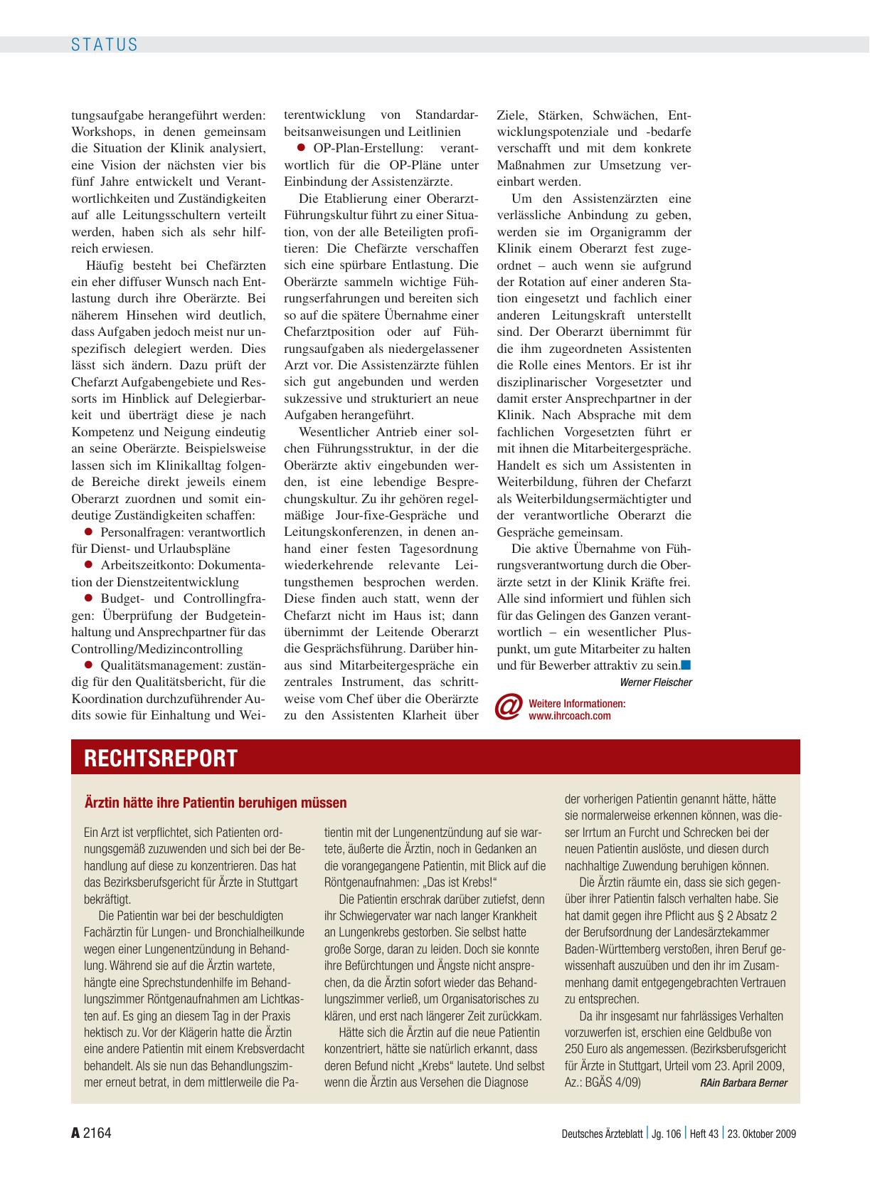 Vorschauseite 1: Ärztin hätte ihre Patientin beruhigen müssen
