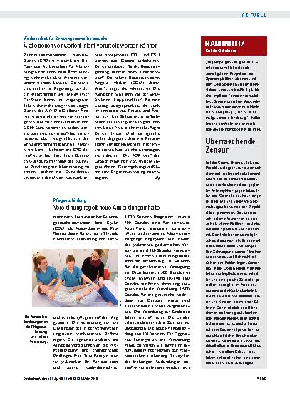 Vorschauseite 1: Pflegeausbildung: Verordnung regelt neue Ausbildungsinhalte