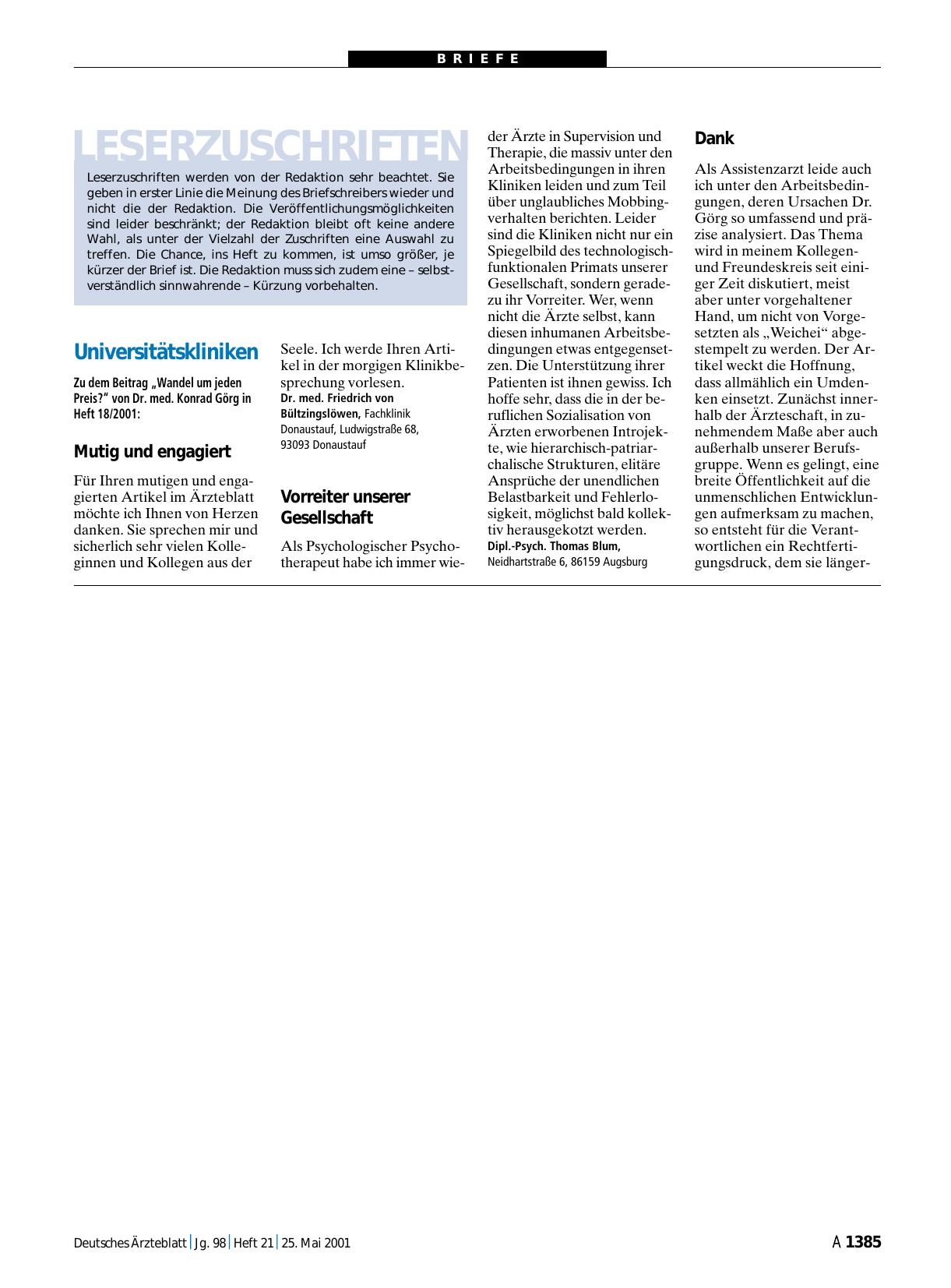 Vorschauseite 1: Universitätskliniken: Mutig und engagiert