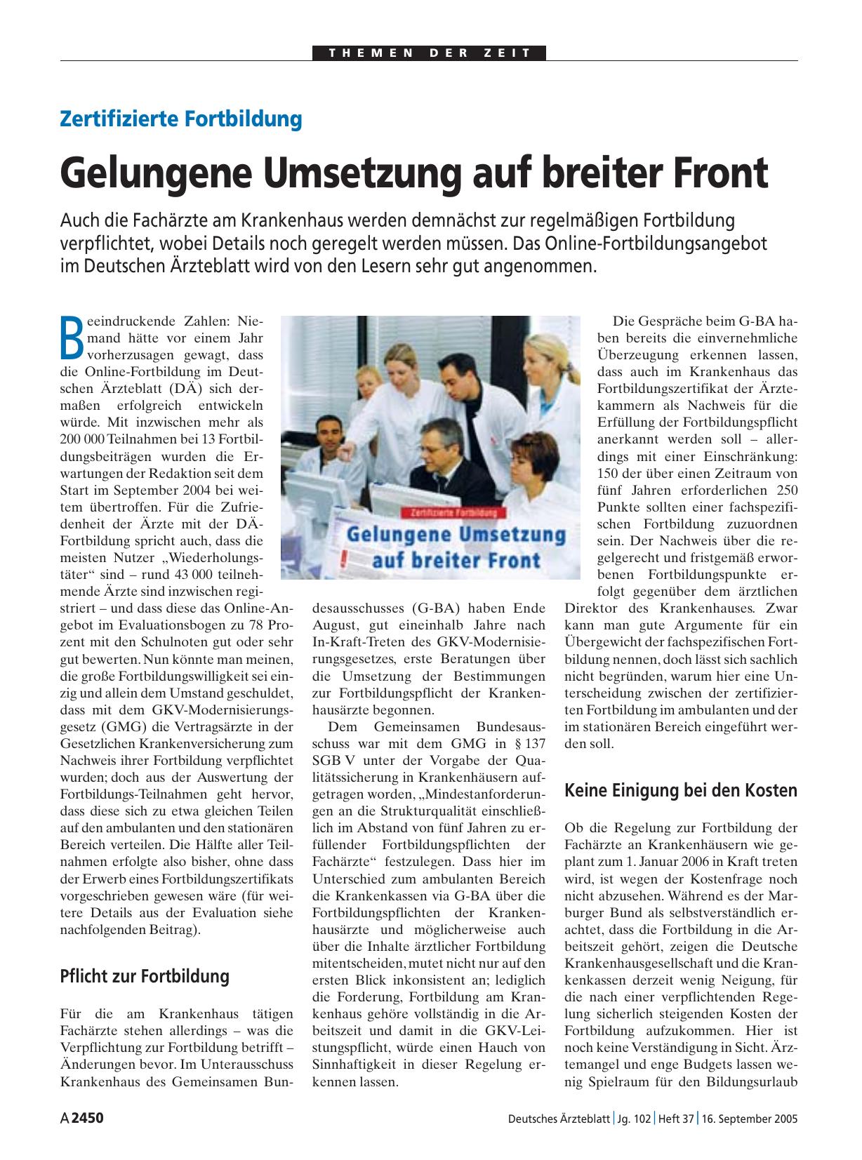Vorschauseite 1: Zertifizierte Fortbildung: Gelungene Umsetzung auf breiter Front