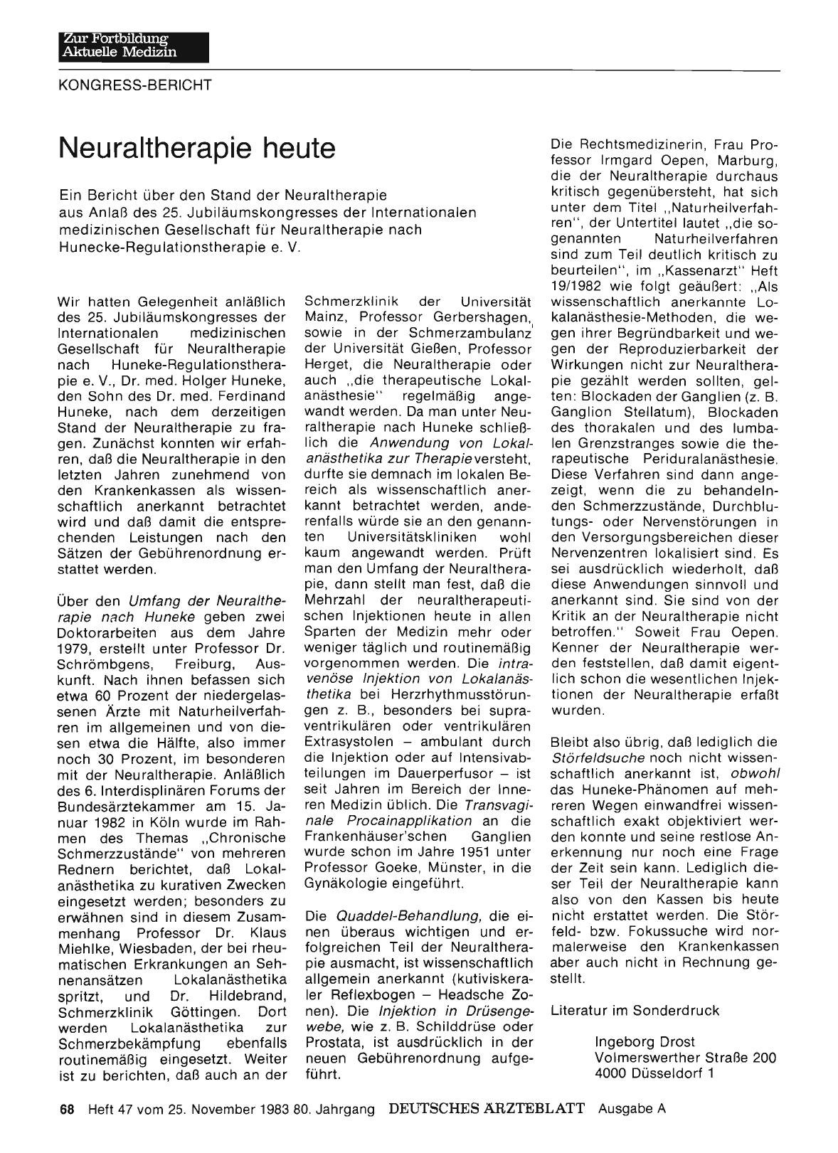 Vorschauseite 1: Neuraltherapie heute
