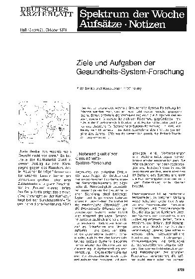 Vorschauseite 1: Ziele und Aufgaben der Gesundheits-System-Forschung