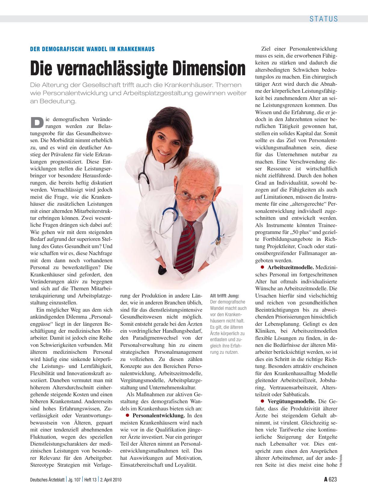 Vorschauseite 1: Der demografische Wandel im Krankenhaus: Die vernachlässigte Dimension