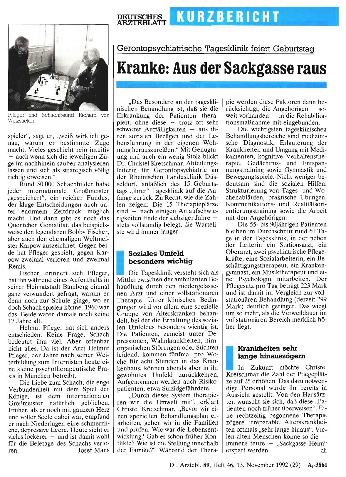 Vorschauseite 1: Gerontopsychiatrische Tagesklinik feiert Geburtstag - Kranke: Aus der Sackgasse raus