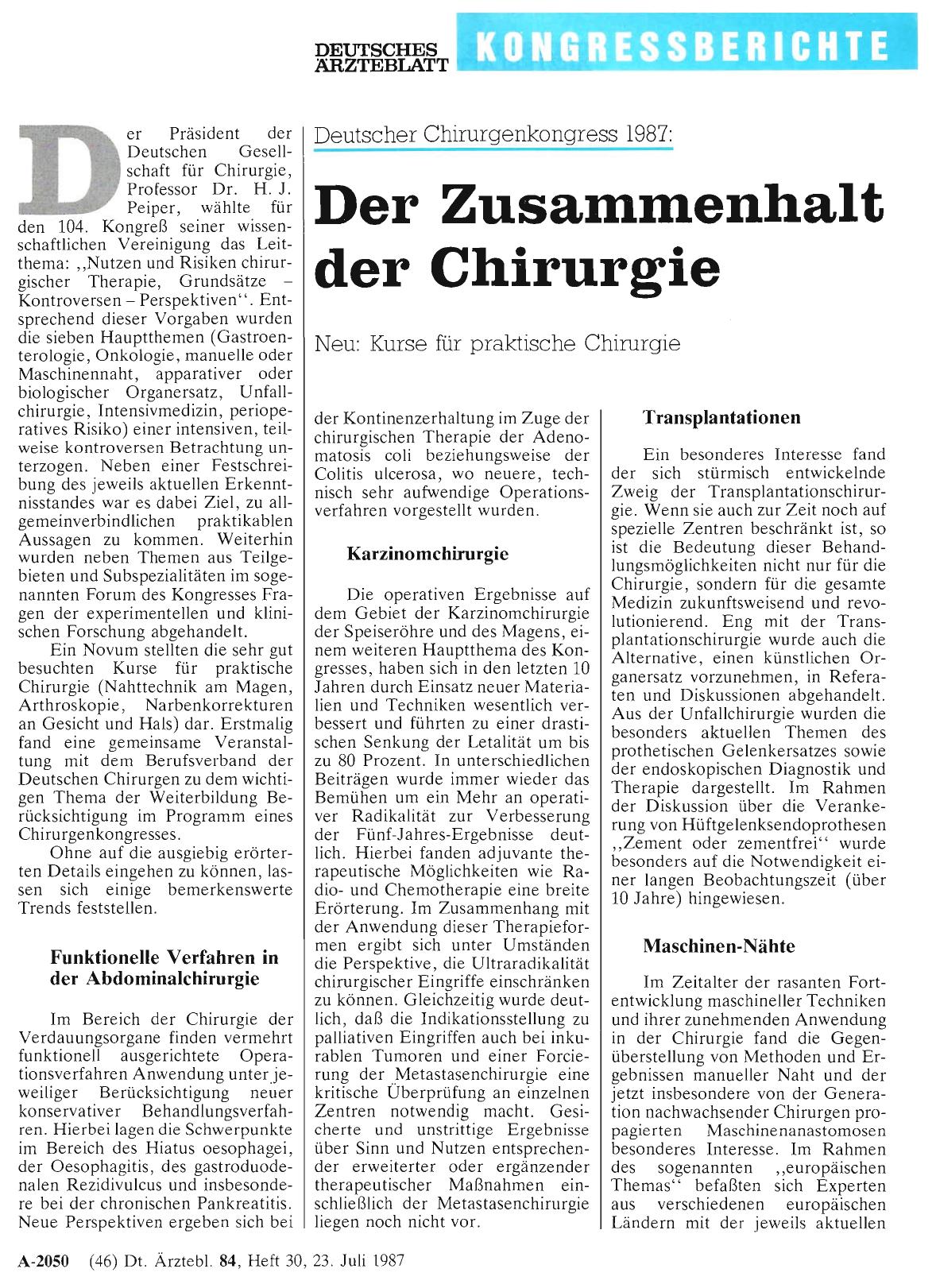 Vorschauseite 1: Der Zusammenhalt der Chirurgie