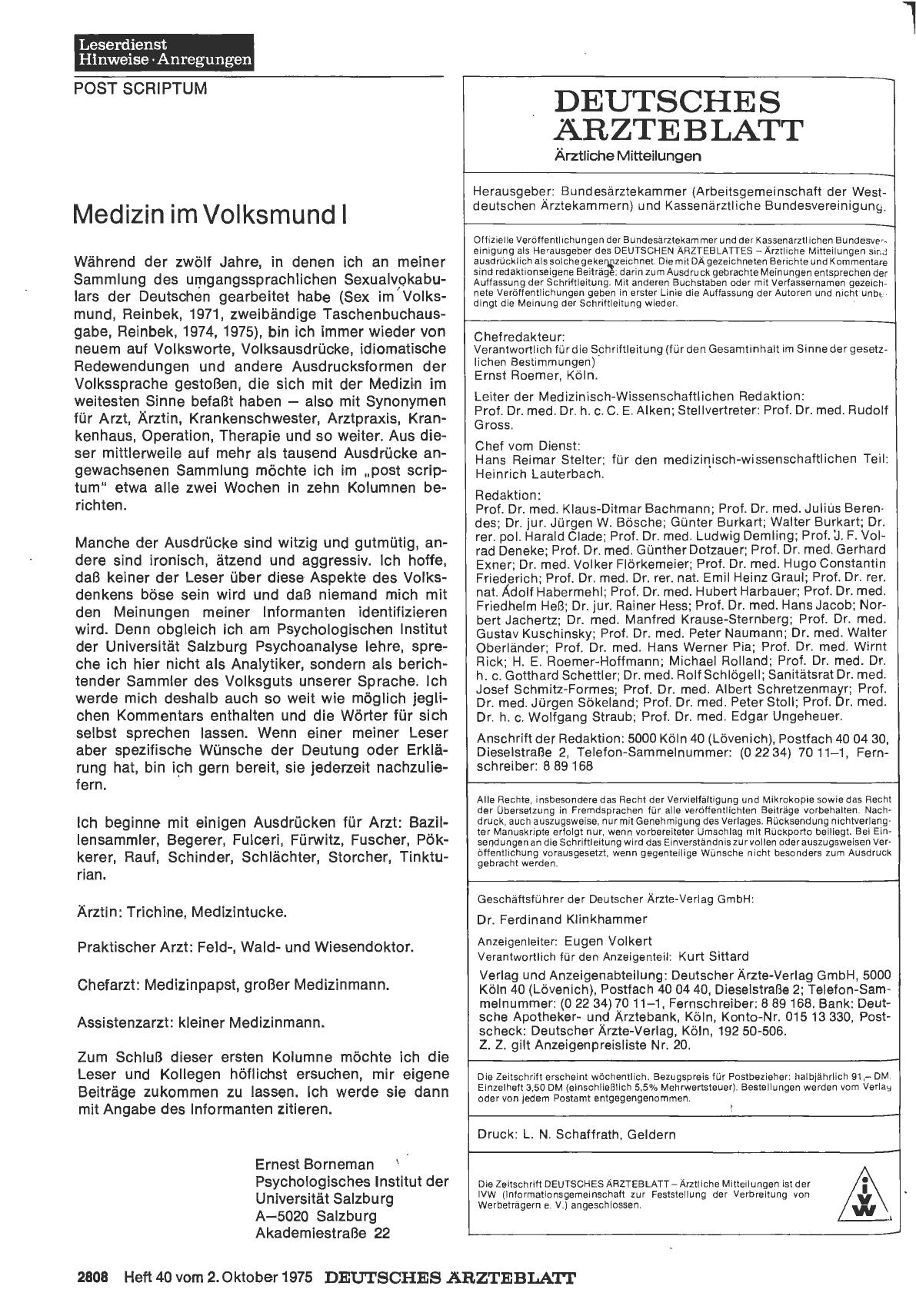 Vorschauseite 1: Medizin im Volksmund I
