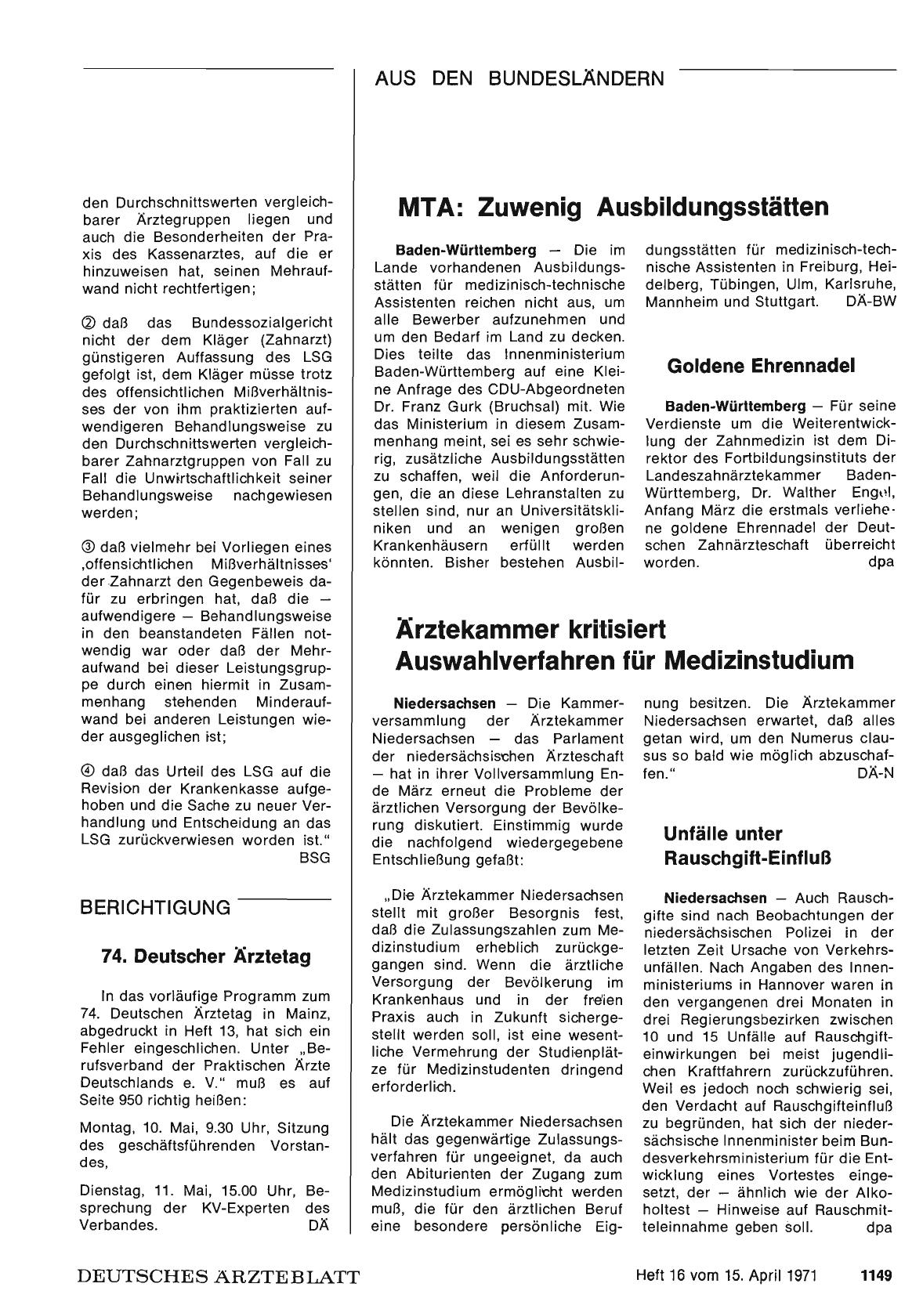 Vorschauseite 1: Ärztekammer kritisiert Auswahlverfahren für Medizinstudium