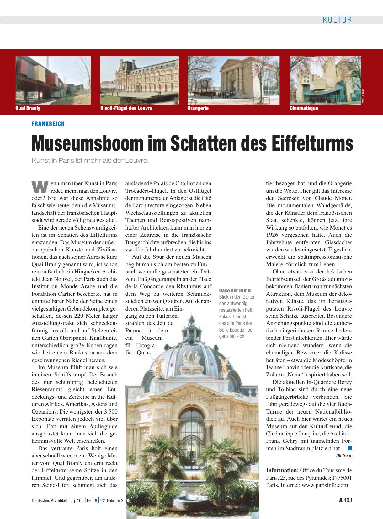 Vorschauseite 1: Frankreich: Museumsboom im Schatten des Eiffelturms