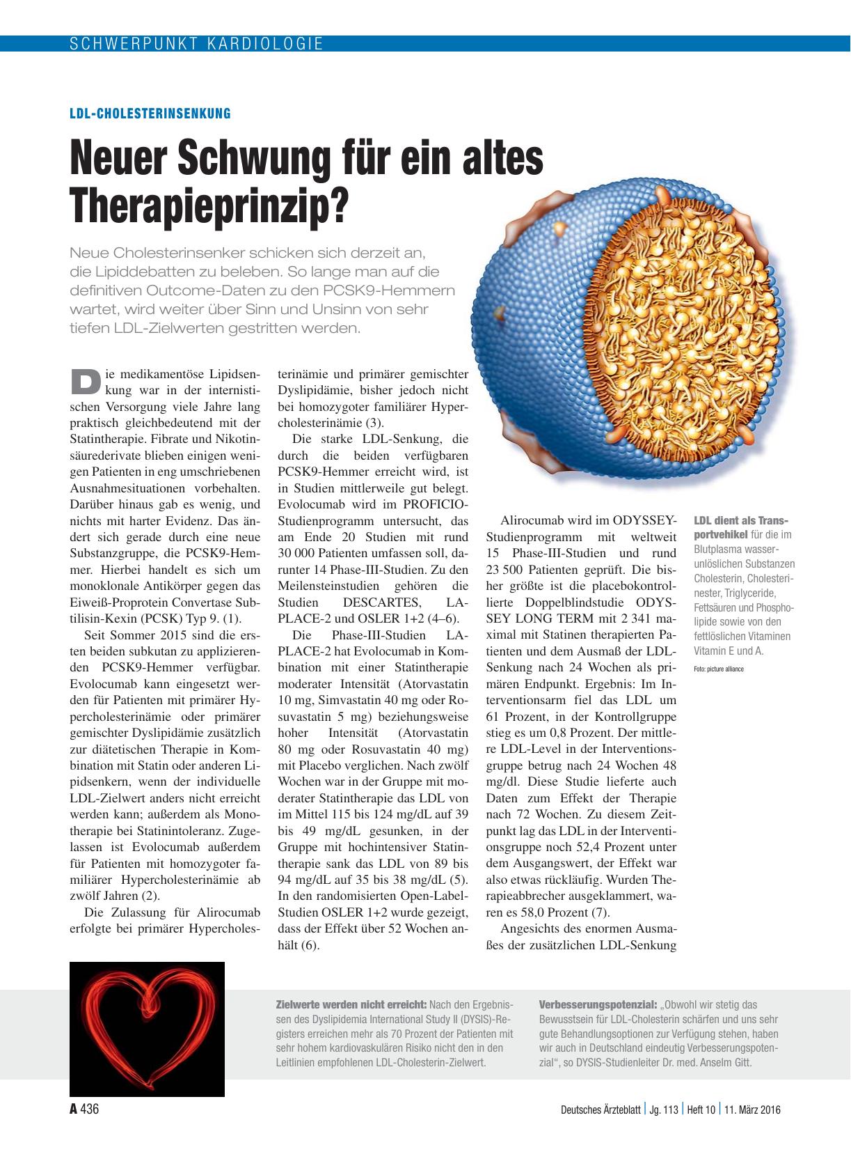 Vorschauseite 1: LDL-Cholesterinsenkung: Neuer Schwung für ein altes Therapieprinzip?