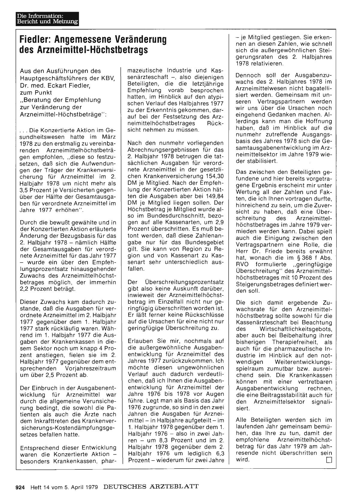 Vorschauseite 1: Fiedler: Angemessene Veränderung des Arzneimittel-Höchstbetrags