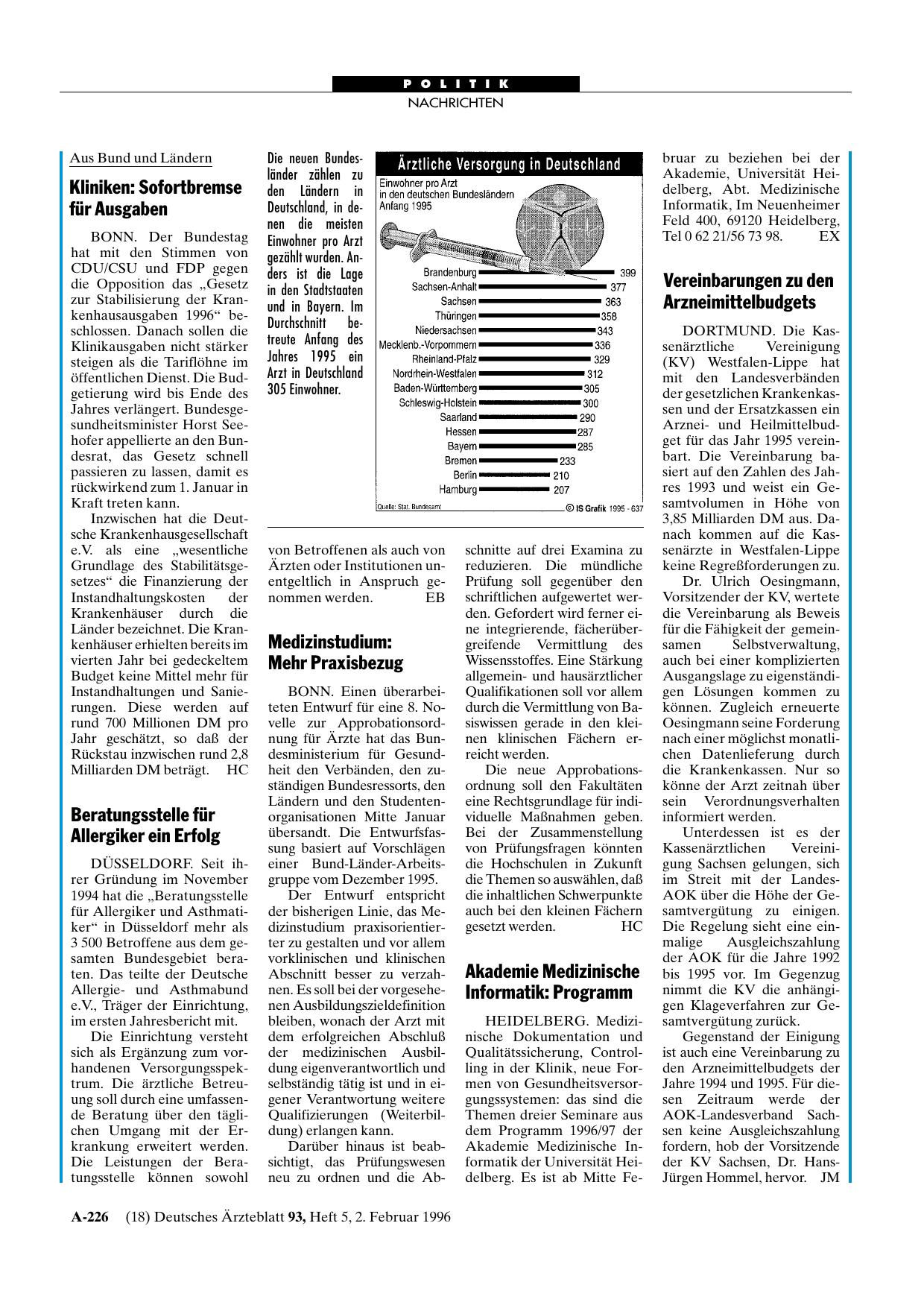 Vorschauseite 1: Kliniken: Sofortbremse für Ausgaben