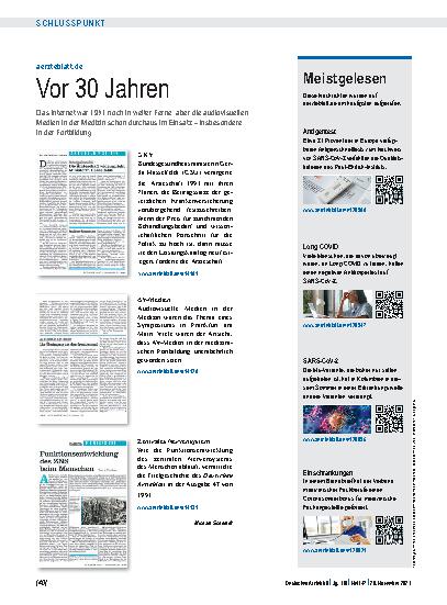 Vorschauseite 1: aerzteblatt.de: Vor 30 Jahren