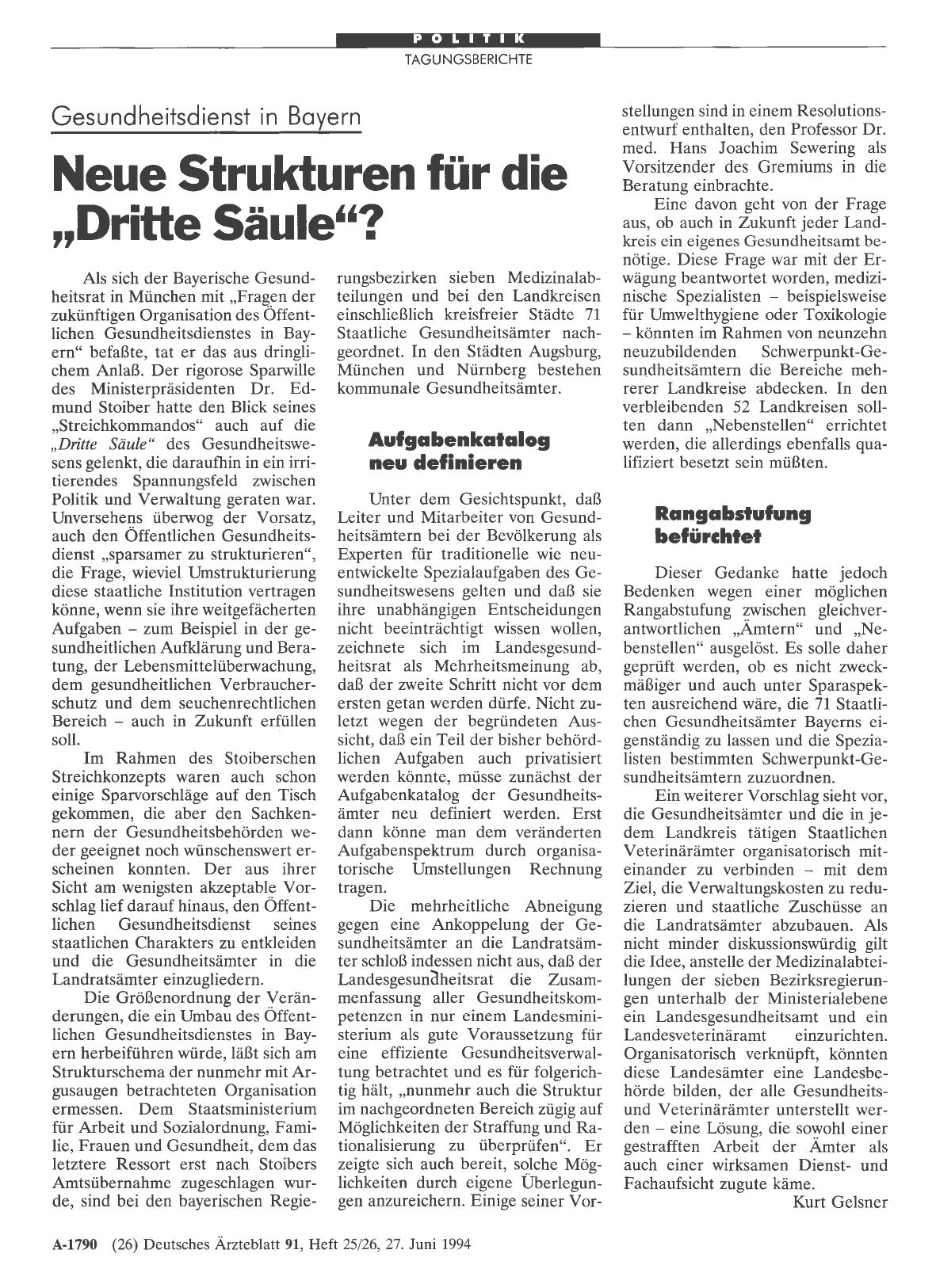 Vorschauseite 1: Gesundheitsdienst in Bayern: Neue Strukturen für die „Dritte Säule“?