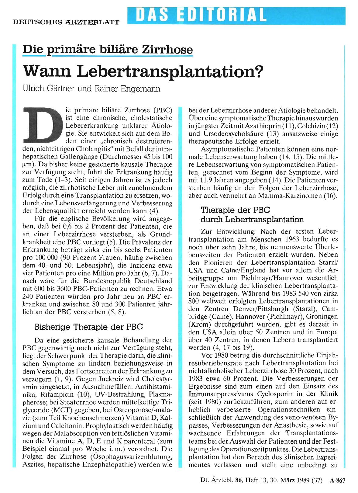 Vorschauseite 1: Die primäre binäre Zirrhose: Wann Lebertransplantation?