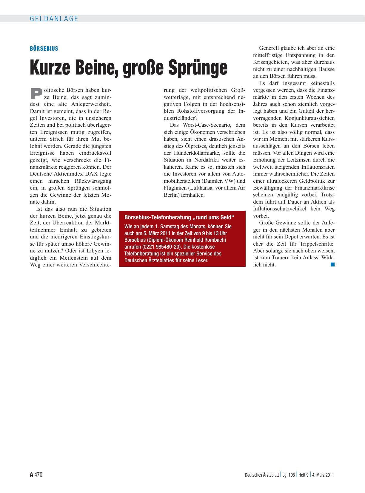 Vorschauseite 1: Börsebius: Kurze Beine, große Sprünge