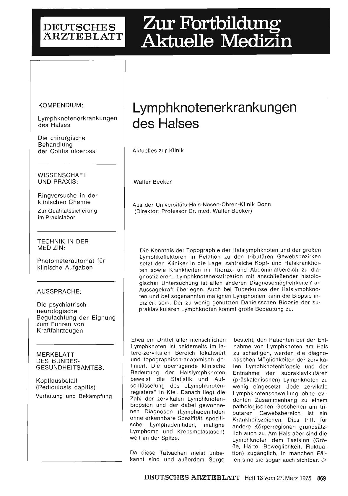 Vorschauseite 1: Lymphknotenerkrankungen des Halses
