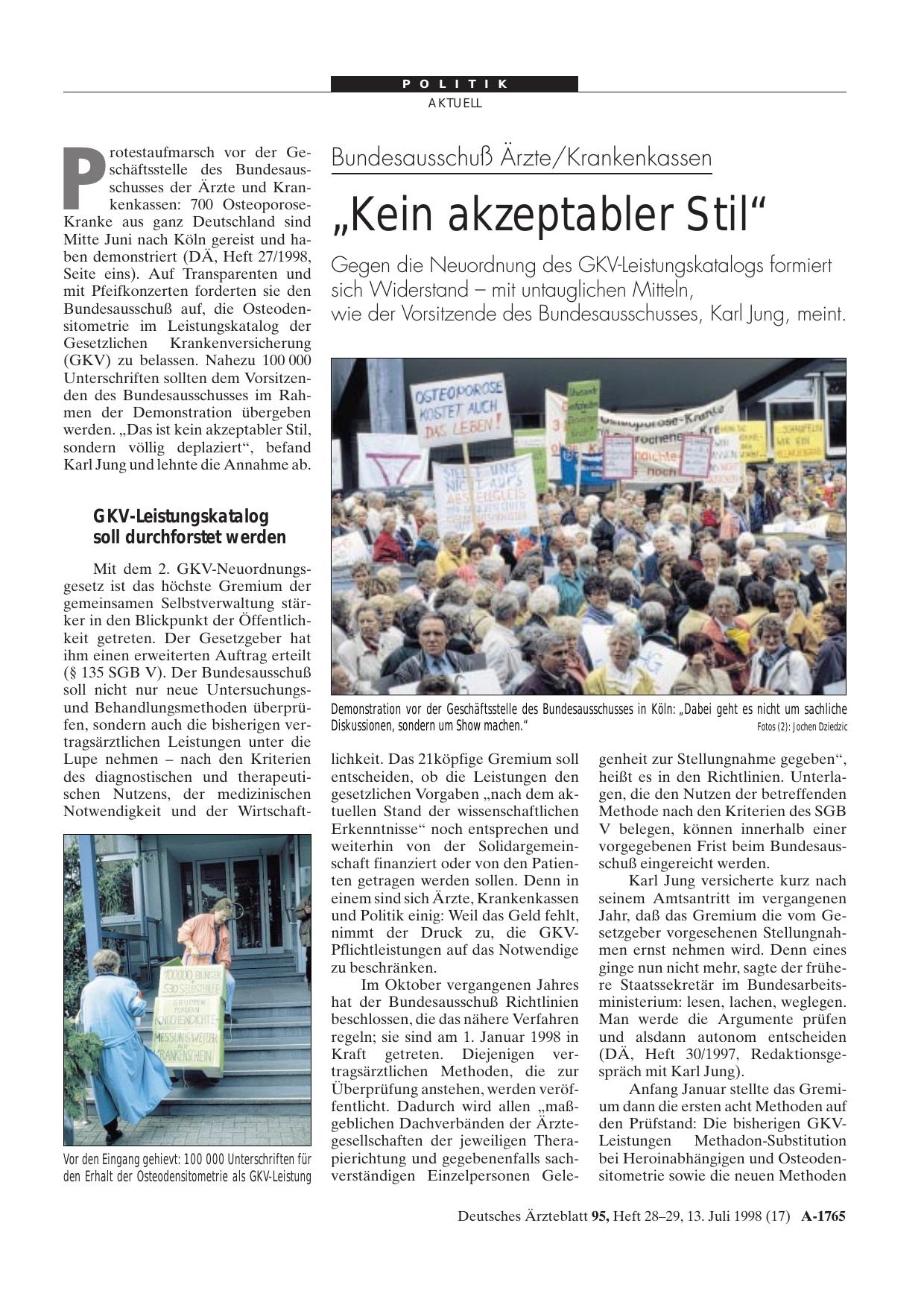 Vorschauseite 1: Bundesausschuß Ärzte/Krankenkassen: „Kein akzeptabler Stil“
