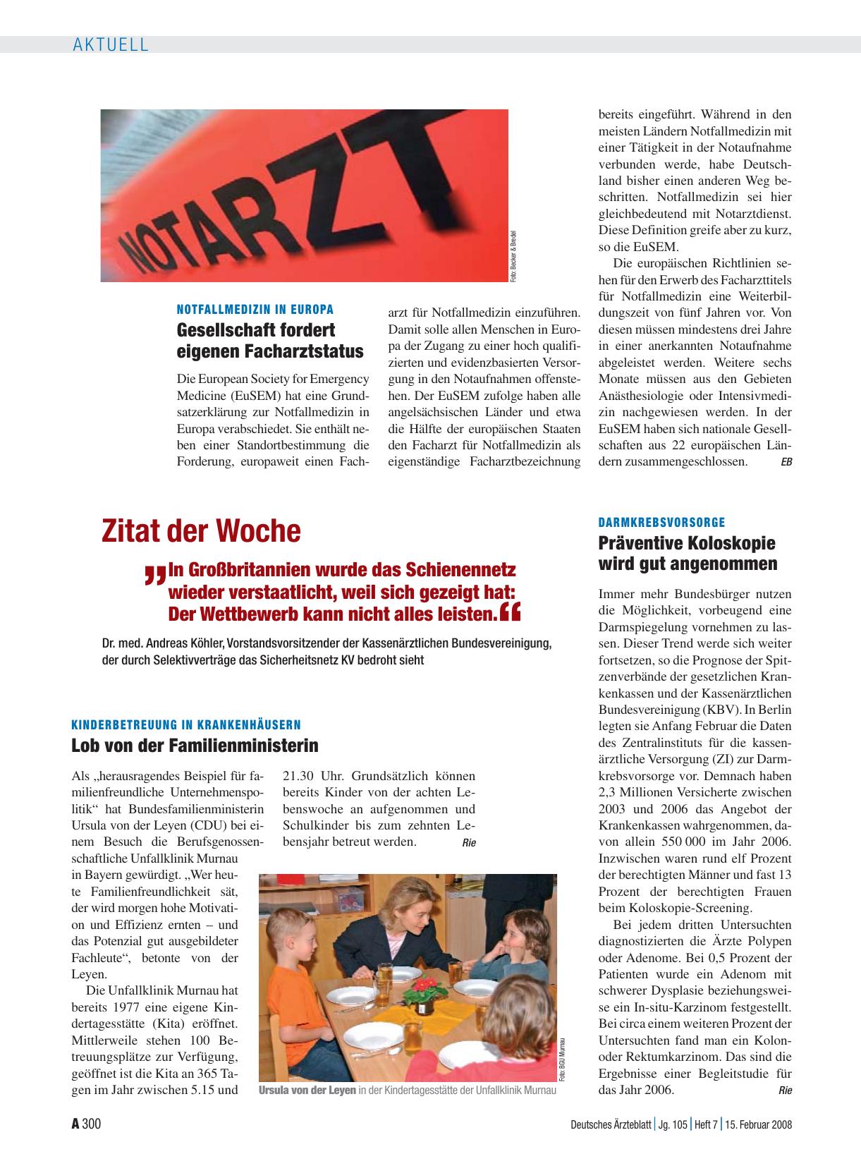 Vorschauseite 1: Kinderbetreuung in Krankenhäusern: Lob von der Familienministerin