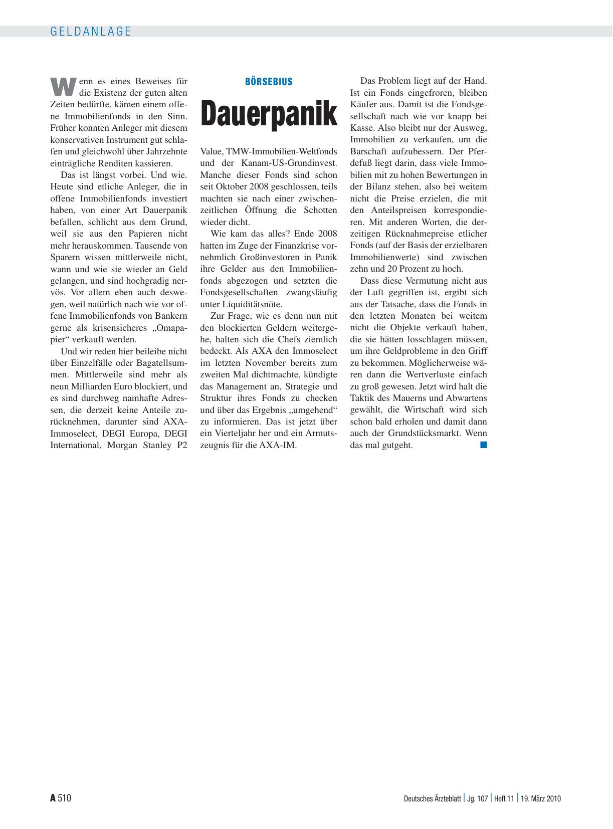 Vorschauseite 1: Börsebius: Dauerpanik