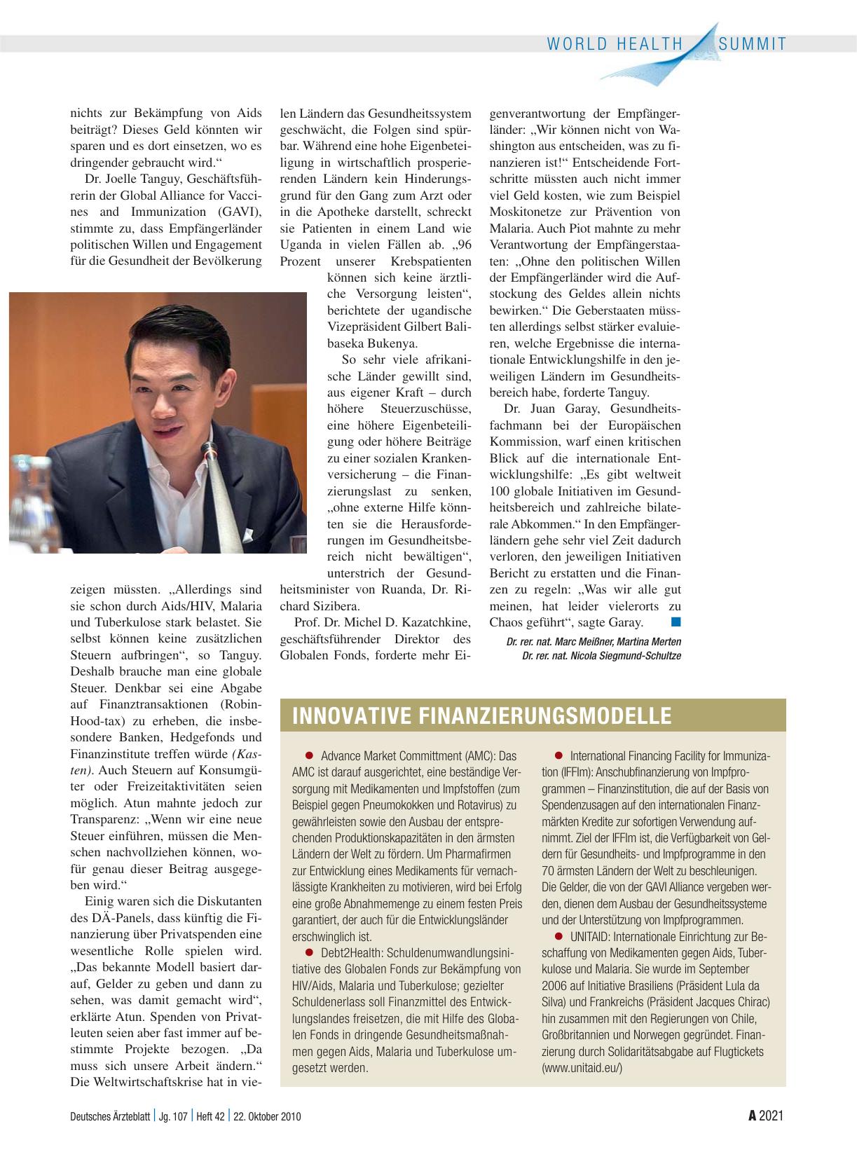 Vorschauseite 3: 2. World Health Summit: Botschaften von globaler Relevanz