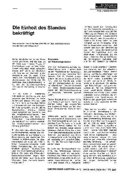 Vorschauseite 1: Die Einheit des Standes bekräftigt